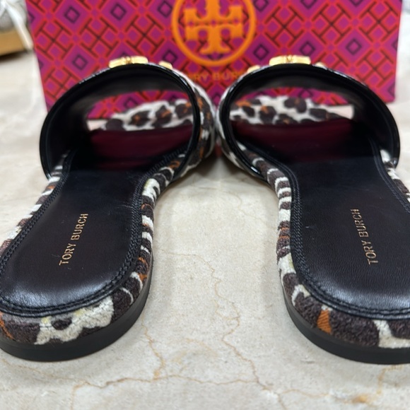TORY BURCH ELEANOR SLIDE GOAT AND PATENT LEATHER W/LEOPARD PRINT STRAP SIZE 8 - Picture 8 of 13